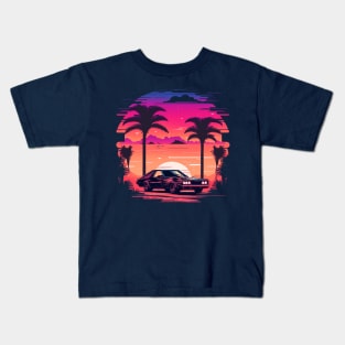 Retro Car in Synthwave Style Kids T-Shirt